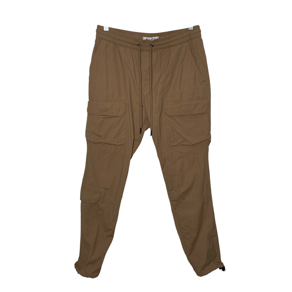 PacSun Cargo Pants Mens Medium Tan Khaki Utility Bungee Hem Tapered Joggers